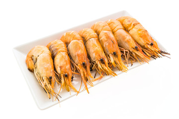 Grilled Prawn and shrimp in white plate
