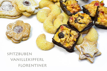 Backfrische Plätzchen - Spitzbuben, Vanillekipferl und Florentiner