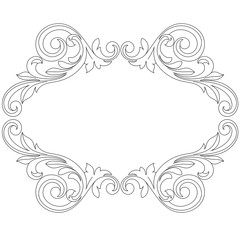 Vintage border frame engraving with retro ornament pattern in antique baroque style decorative design. Vector.