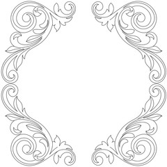 Vintage border frame engraving with retro ornament pattern in antique baroque style decorative design. Vector.
