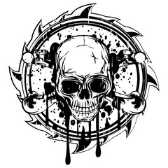 abstract black and white sign skull