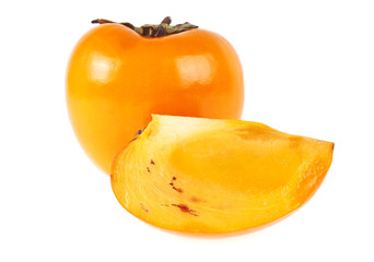Fototapeta na wymiar Fresh ripe persimmons isolated on white background