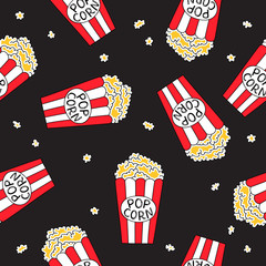 Seamless vector pattern of colored buckets popcorn