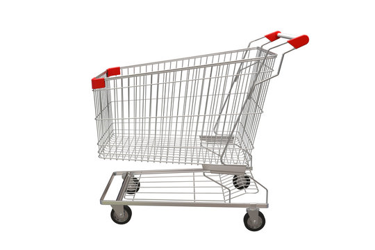 Shopping cart isolated on white background. 3D illustration