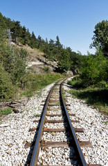 Fototapeta premium Old railroad in the Bulgarian mountains