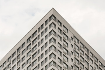 Angle of the skyscraper on the sky background