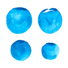 Watercolor splash seamless pattern, vector watercolour blue round stains