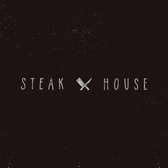 Steak House vintage Label. Typography letterpress design. Vector steak house retro logo. White steak house insignia isolated