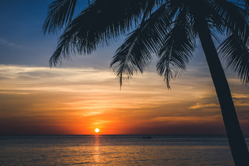 Naklejka na ściany i meble Colorful sunset on Phu Quoc island.