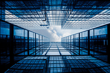 low angle view of skyscrapers in Hong Kong,China.