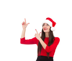 Obraz na płótnie Canvas woman in a red Santa hat