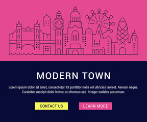 Website Banner and Landing Page Modern Town