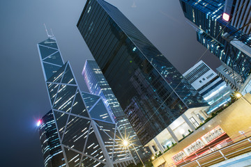 low angle view of skyscrapers in Hong Kong,China.