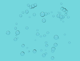 Naklejka na ściany i meble 3d illustration of water bubbles on blue background