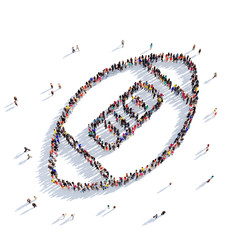 Rugby sport people 3d