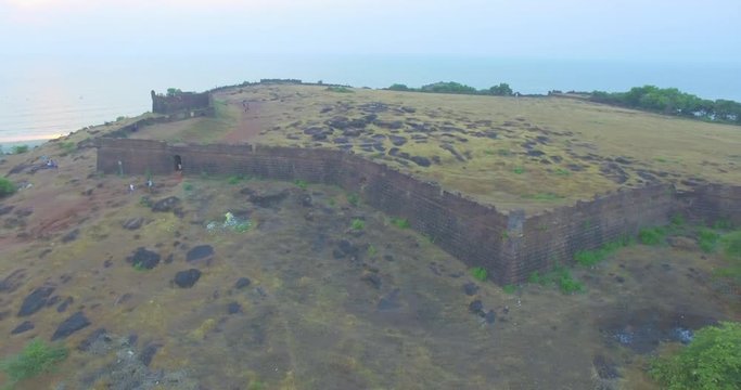 Ruins of fort Chapora. Goa state, India. Aerial
