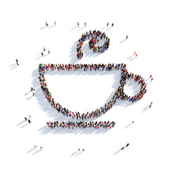 cup of coffee cup of tea people 3d