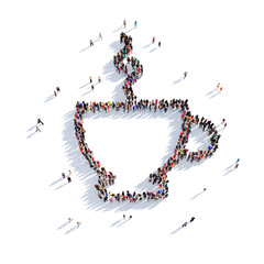 cup of coffee cup of tea people 3d