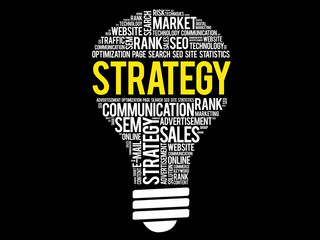 STRATEGY bulb word cloud, business concept