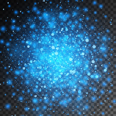 Vector magic blue glow light effect isolated on transparent background. Christmas design element. Star burst with sparkles
