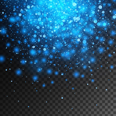 Vector magic blue glow light effect isolated on transparent background. Christmas design element. Star burst with sparkles