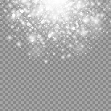 Vector magic white glow light effect isolated on transparent background. Christmas design element. Star burst with sparkles