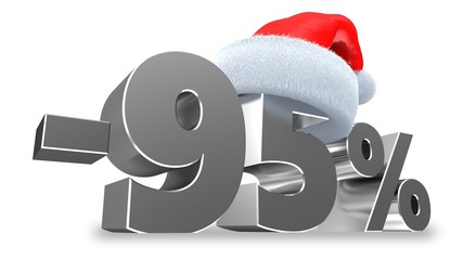 3d illustration of -95 percent sale over white background