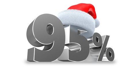 3d illustration of 95 discount over white background