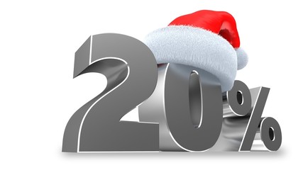 3d illustration of 20 discount over white background