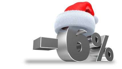 3d illustration of -6 discount over white background