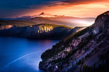 Mt Thielsen Covered in Clouds at Sunrise Oregon Landscape © Krzysztof Wiktor