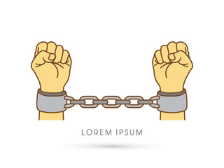 Hands with handcuffs graphic vector