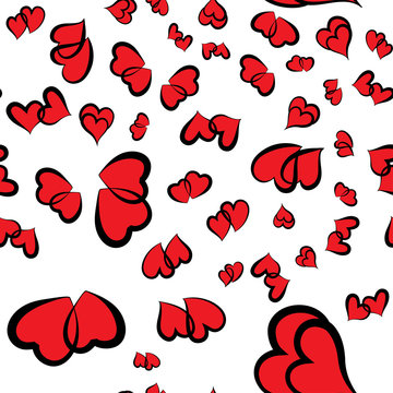 Red hearts - seamless vector pattern