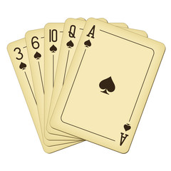 Flush of spades - vintage playing cards vector illustration