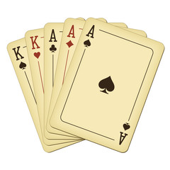Full house - vintage playing cards vector illustration