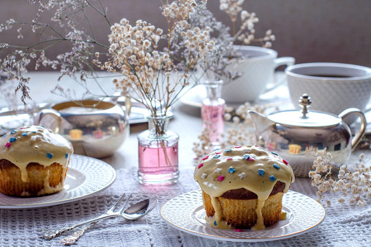 Afternoon tea with muffins