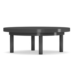Black Round Table. 3D render isolated on white. Platform or Stand Illustration. Template for Object Presentation.