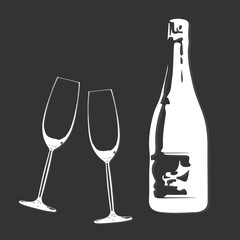 Sektgläser & Sektflasche