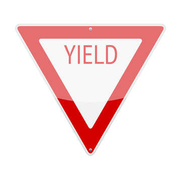 Yield traffic sign isolated on white background