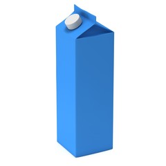 Milk or juice box with lid. Retail package mockup. 3d render illustration isolated on white.