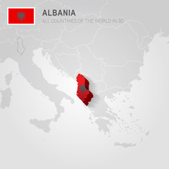 Albania and neighboring countries. Europe administrative map.