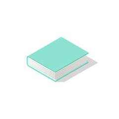 Vector illustration isometric book icon in flat design style isolated on white background.