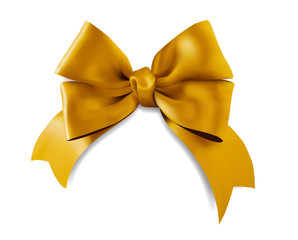 Decorative 3D golden bow on white background