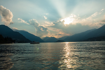 sunset view of lake como