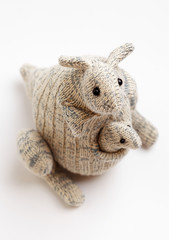 Kangaroo sock toy isolated on white background