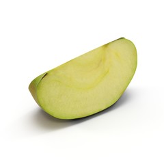 Sliced Green apple isolated on the white. 3D illustration