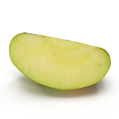 Sliced Green apple isolated on the white. 3D illustration