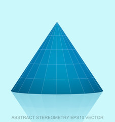 Abstract stereometry: low poly Blue Cone. EPS 10, vector.