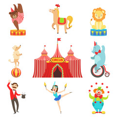 Circus Performance Objects And Characters Set