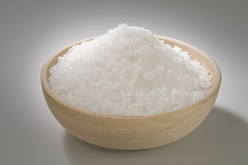 salt in wooden bowl